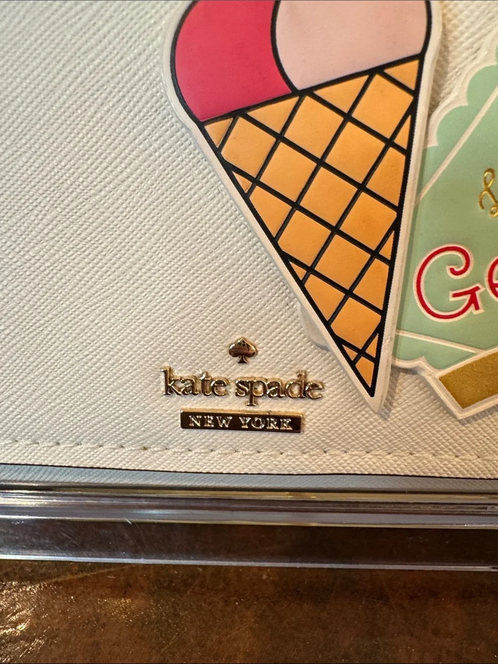 kate spade White Crossbody Wallet with Gelato & Gelateria Patches